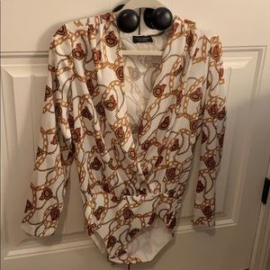 ZARA silk material blouse bodysuit